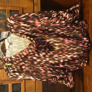 Michael Kors Pink, Black and Brown Abstract Blouse